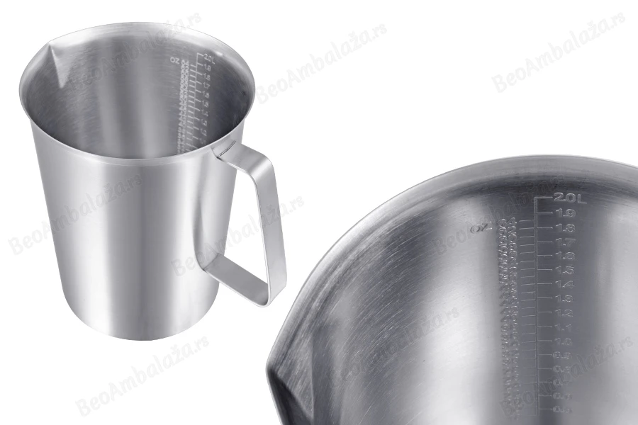 Posuda od nerđajućeg čelika (Inox) sa menzurom i drškom 2000mL-grupa_slika