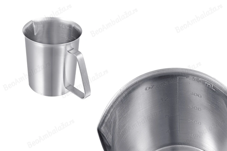 Posuda od nerđajućeg čelika (Inox) sa menzurom i drškom 500mL-grupa_slika