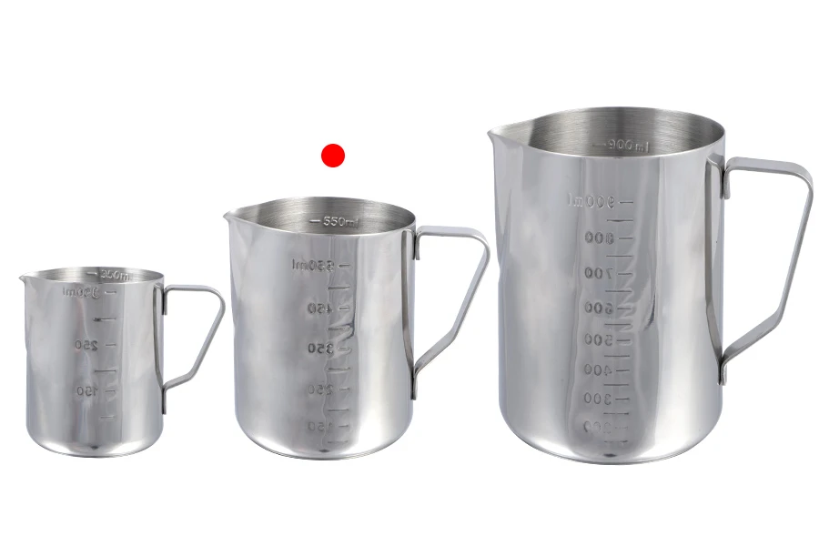 Posuda od nerđajućeg čelika (Inox) sa menzurom i drškom 550mL Posuda od nerđajućeg čelika (Inox) sa menzurom i drškom 550mL