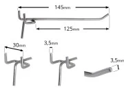 Metalna kukica 145mm za izlaganje proizvoda - 20 kom-