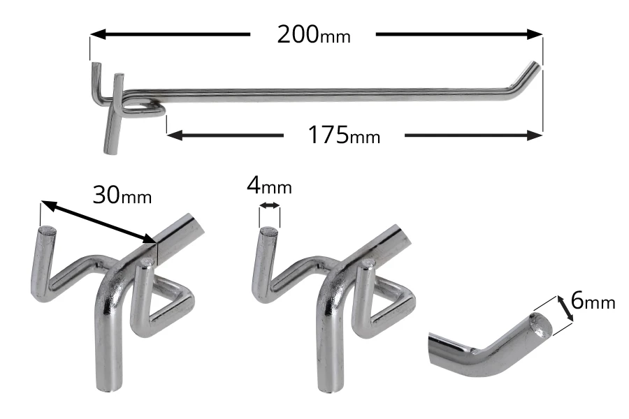 Metalna kukica 200mm za izlaganje proizvoda - 20 kom-