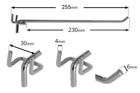 Metalna kukica 255mm za izlaganje proizvoda - 20 kom-3