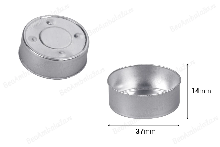 Aluminijumski okrugli držač za svećice 37x14 mm - 100 kom-dimenzije_slike