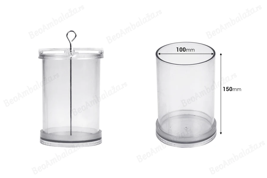 Plastični kalup za sveće P10x15 cm cilindričnog oblika-dimenzije_slike