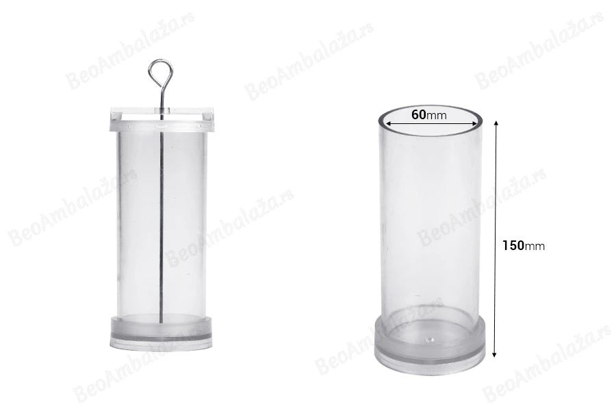 Plastični kalup za sveće P6x15 cm cilindričnog oblika-dimenzije_slike