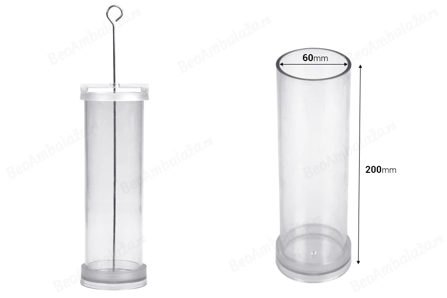 Plastični kalup za sveće P6x20 cm cilindričnog oblika-dimenzije_slike