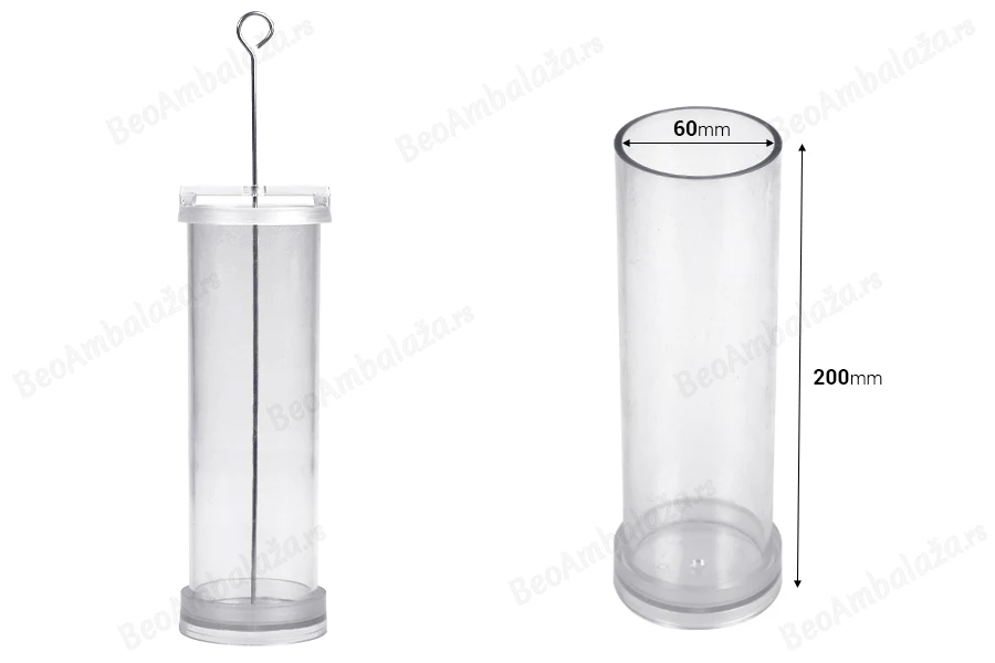 Plastični kalup za sveće P6x20 cm cilindričnog oblika-dimenzije_slike