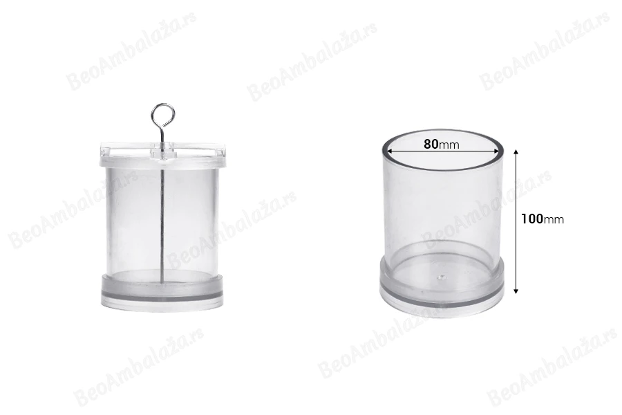 Plastični kalup za sveće P8x10 cm cilindričnog oblika-dimenzije_slike