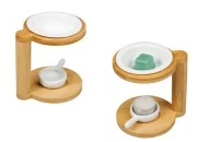 Drveni osveživač prostora sa keramičkom posudom za aromatične voskove ili ulja i sa keramičkom kašičicom za svećicu-grupa_slika