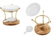 Metalni osveživač prostora sa drvenom osnovom, keramičkom kašikom i posudom za voskove i ulja Metalni osveživač prostora sa drvenom osnovom, keramičkom kašikom i posudom za voskove i ulja-slika_proizvoda