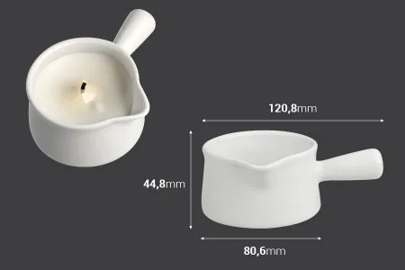 Keramička posuda 140mL sa drškom i izlivom za vosak za masažu-2