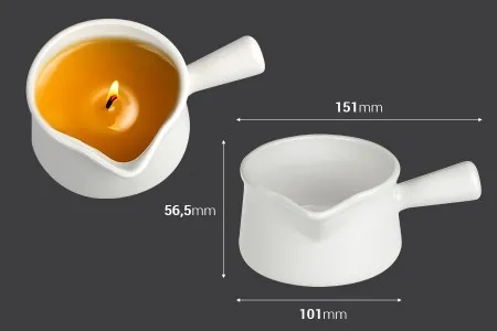 Keramička posuda 290mL sa drškom i izlivom za vosak za masažu-2