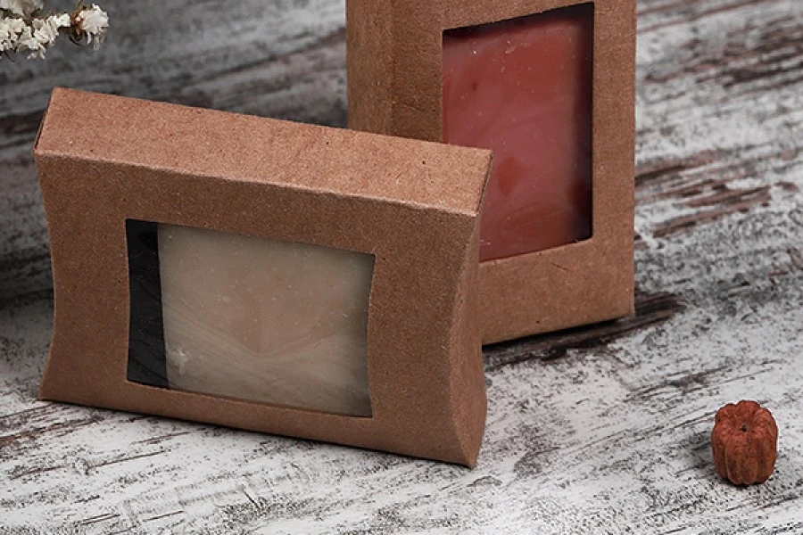 Kartonska kraft kutija 95x55x20mm sa prozorom i zaobljenim stranicama, za sapune - 50 kom-grupa_slika