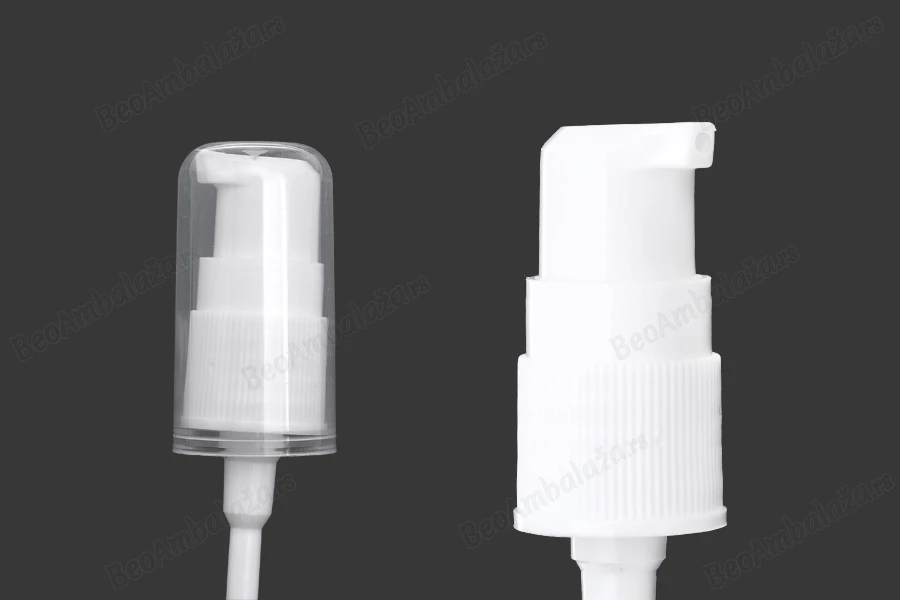 Plastična bela pumpica PP18 za kreme sa providnim zatvaračem-slika_proizvoda