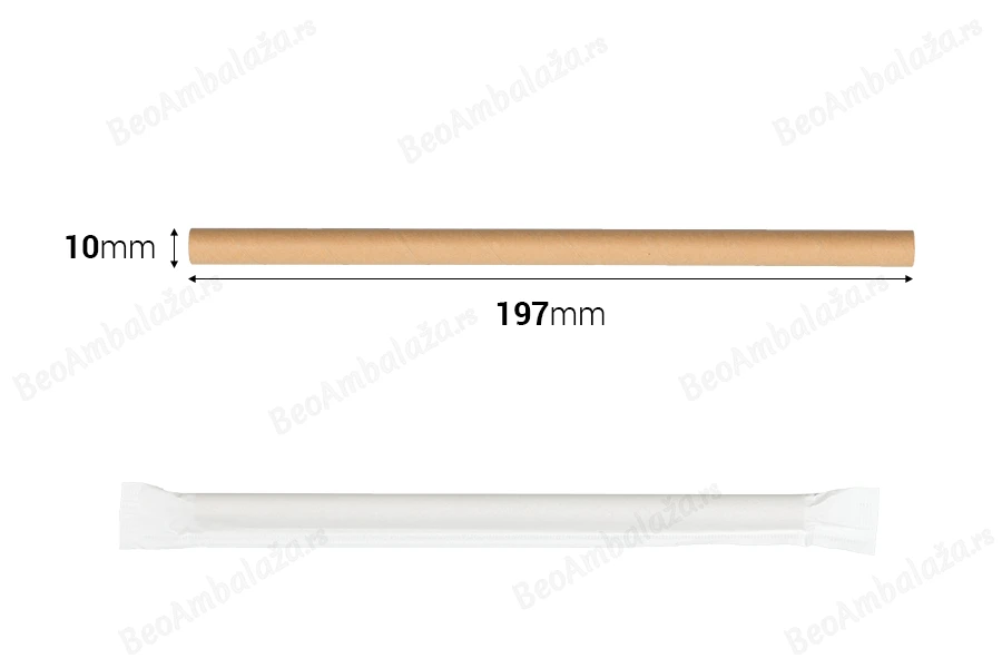 Ekološke kraft slamčice 197x10 mm – pojedinačno pakovanje 50 kom-dimenzije_slike