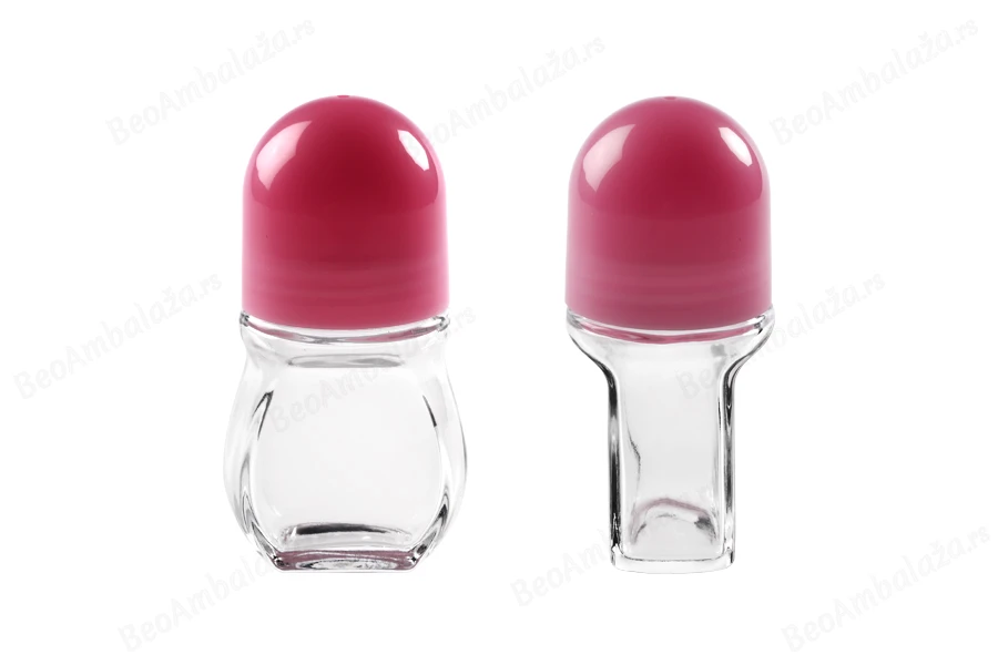 Staklena roll-on bočica 50mL sa ružičastim plastičnim zatvaračem-grupa_slika
