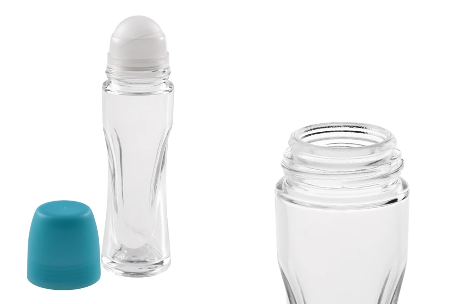 Staklena roll-on bočica 70mL sa tirkiznim plastičnim zatvaračem-dimenzije_slike