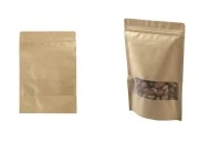 Kraft DoyPack  180x40x260 mm kesice sa zip zatvaranjem i prozorom, unutrašnjom i spoljašnjom providnom oblogom, ovalnim dnom i sa mogućnošću termo zatvaranja - 100 kom-slika_proizvoda