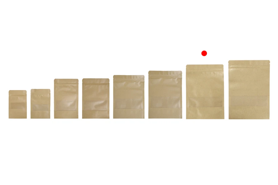 Kraft DoyPack  180x40x260 mm kesice sa zip zatvaranjem i prozorom, unutrašnjom i spoljašnjom providnom oblogom, ovalnim dnom i sa mogućnošću termo zatvaranja - 100 kom-