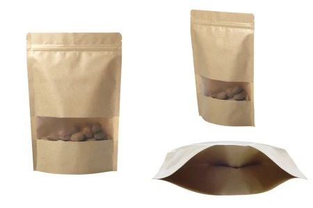 Kraft DoyPack kesice sa zip zatvaranjem i prozorom, unutrašnjom i spoljašnjom providnom oblogom, ovalnim dnom i sa mogućnošću termo zatvaranja 200x50x295 mm - 100 kom-4