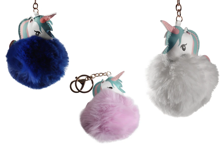 Čupavi privezak u obliku jednoroga, raznih boja-slika_proizvoda