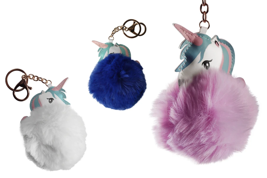 Čupavi privezak u obliku jednoroga, raznih boja-dimenzije_slike