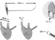 Metalna kukica sa osnovom u obliku srca 115mm, za izlaganje proizvoda-