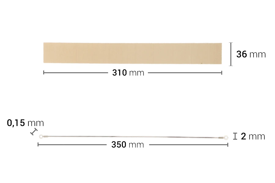 Rezervna tkanina 310x36 mm i žica 350x2 mm za mašinu za termičko zatvaranje Rezervna tkanina 310x36 mm i žica 350x2 mm za mašinu za termičko zatvaranje