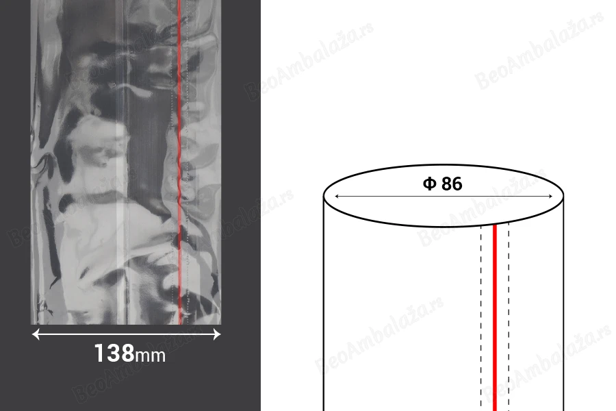 Termoskupljajuća plastična providna folija širina 138 mm - dužina 1 metar (f 86)-dimenzije_slike