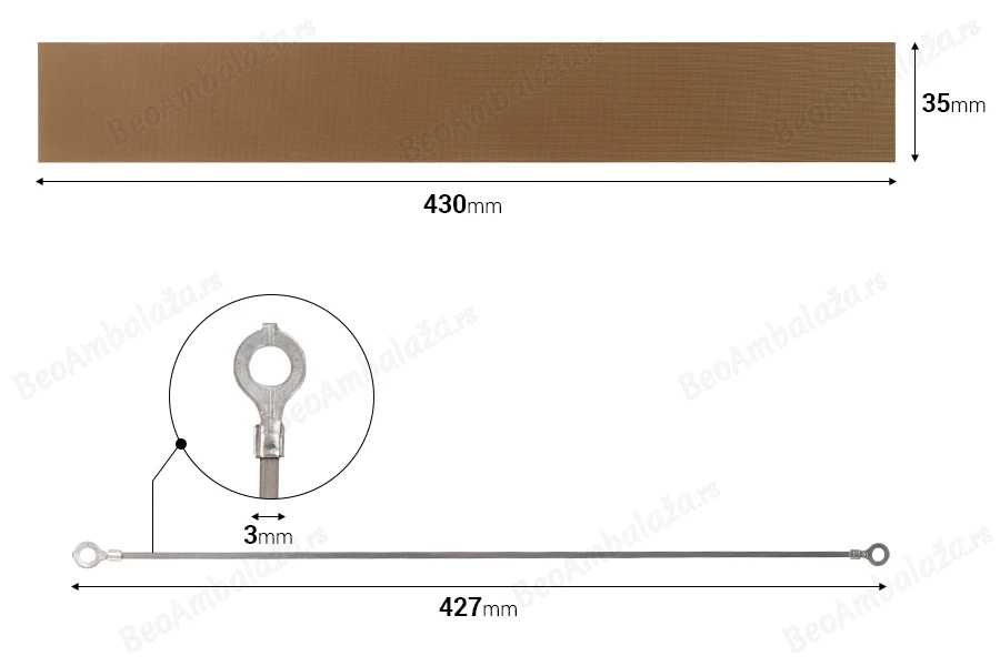 Rezervna tkanina 430x35 mm i žica 427x3 mm za mašinu za termičko zatvaranje-slika_proizvoda