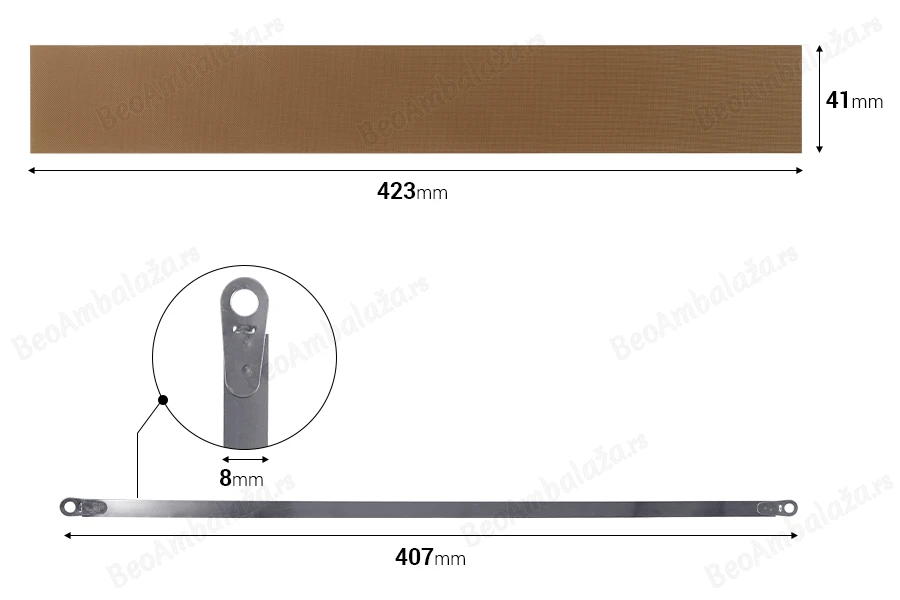 Rezervna tkanina 423x41 mm i žica 407x8 mm za mašinu za termičko zatvaranje-slika_proizvoda