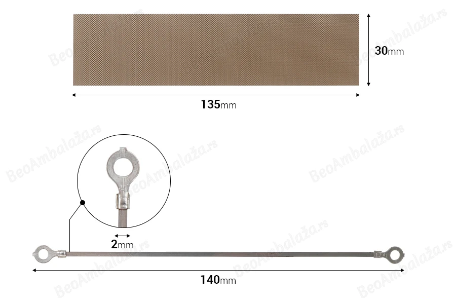 Rezervna tkanina 135x30 mm i žica 140x2 mm za mašinu za termičko zatvaranje-slika_proizvoda