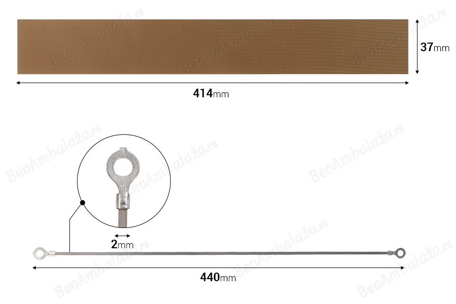 Rezervna tkanina 414x37 mm i žica 440x2 mm za mašinu za termičko zatvaranje-slika_proizvoda