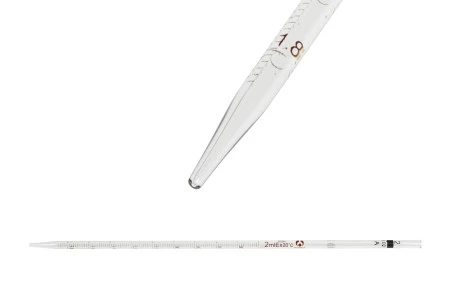 Graduisana staklena pipeta sa definisanom zapreminom od 2 mL-1