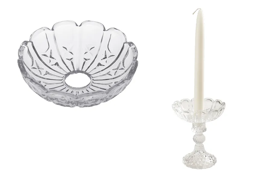 Dekorativna staklena ploča sa rupom u sredini (26 mm) za sveće i lustere - 6 kom-grupa_slika