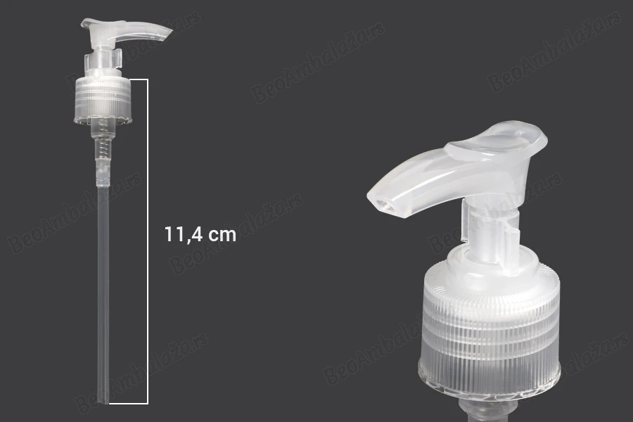 Plastična providna pumpica 24/410 za šampone, kreme ili losione-dimenzije_slike