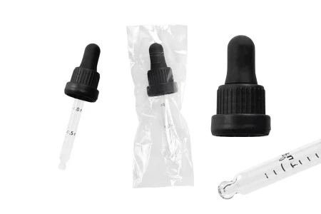 Pipeta od 30mL sa crnim širokim sigurnosnim zatvaračem, oznakama za zapreminu i crnom MAT ili crnom sjajnom gumicom - pojedinačno pakovanje-6