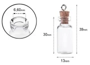 Mala, staklena flašica sa pampurnim zapušačem i kukicom za kačenje ili za dekoraciju, 13x39 mm - 25 kom-grupa_slika