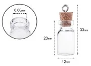 Mala, staklena flašica sa pampurnim zapušačem i kukicom za kačenje ili za dekoraciju, 12x33 mm - 25 kom Mala, staklena flašica sa pampurnim zapušačem i kukicom za kačenje ili za dekoraciju, 12x33 mm - 25 kom