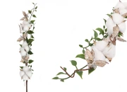 Dekorativna grana sa cvetovima pamuka i zelenim listovima-slika_proizvoda