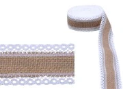 Traka od jute sa čipkom, 40 mm (1 komad je 5m) Traka od jute sa čipkom, 40 mm (1 komad je 5m)