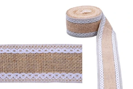 Traka od jute sa čipkom, 50 mm (1 komad je 5m)-1