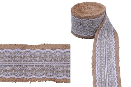 Traka od jute sa čipkom, 65 mm (1 komad je 5m)-1