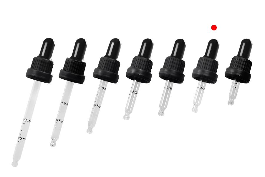 Pipeta od 10mL sa crnim i širokim sigurnosnim zatvaračem, oznakama za zapreminu i MAT ili sjajnom crnom gumicom - pojedinačno pakovanje