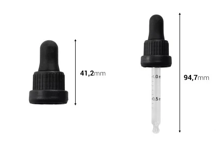 Pipeta od 30mL sa crnim širokim sigurnosnim zatvaračem, oznakama za zapreminu i crnom MAT ili crnom sjajnom gumicom - pojedinačno pakovanje-3