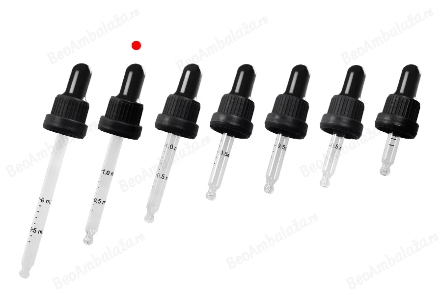 Pipeta od 50mL sa crnim širokim sigurnosnim zatvaračem, oznakama za zapreminu i crnom MAT ili crnom sjajnom gumicom - pojedinačno pakovanje-grupa_slika