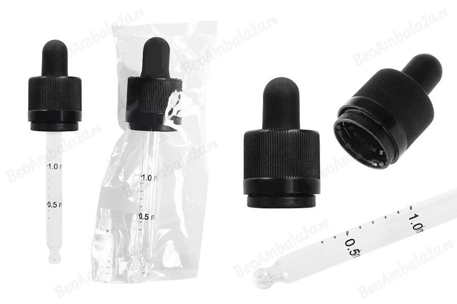 Pipeta od 50mL sa crnim CRC navojnim prstenom, oznakama za zapreminu i MAT crnom gumicom - pojedinačno pakovanje-slika_proizvoda