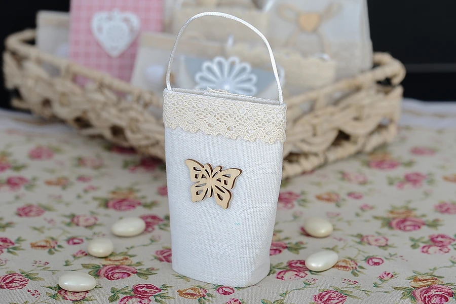 Ručno izrađene vrećice u krem-beloj boji, 64x45x124mm - 12 kom-