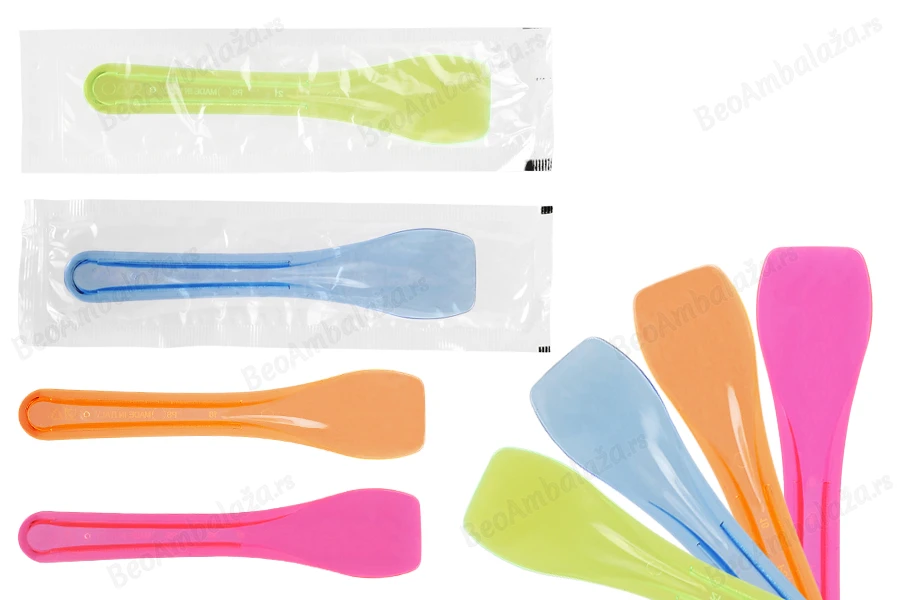 Plastične kašike za slatkiše - sladoled 9,5 cm u boji - 100 kom (miks)-dimenzije_slike