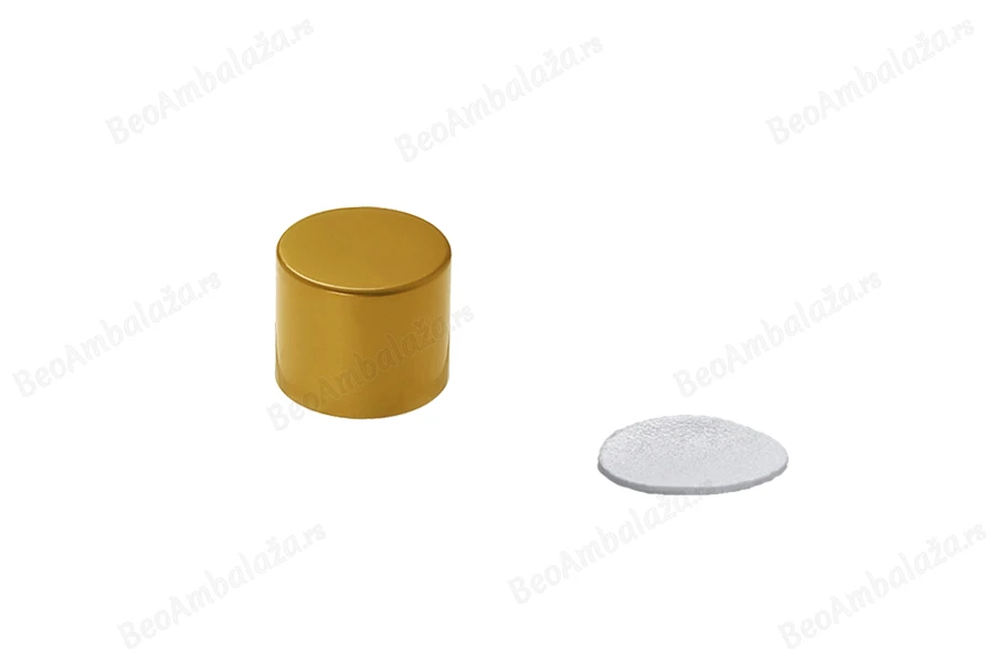 Aluminijumski UV srebrni, zlatni ili crni mat zatvarač PP 18mm sa unutrašnjim međupoklopcem-dimenzije_slike